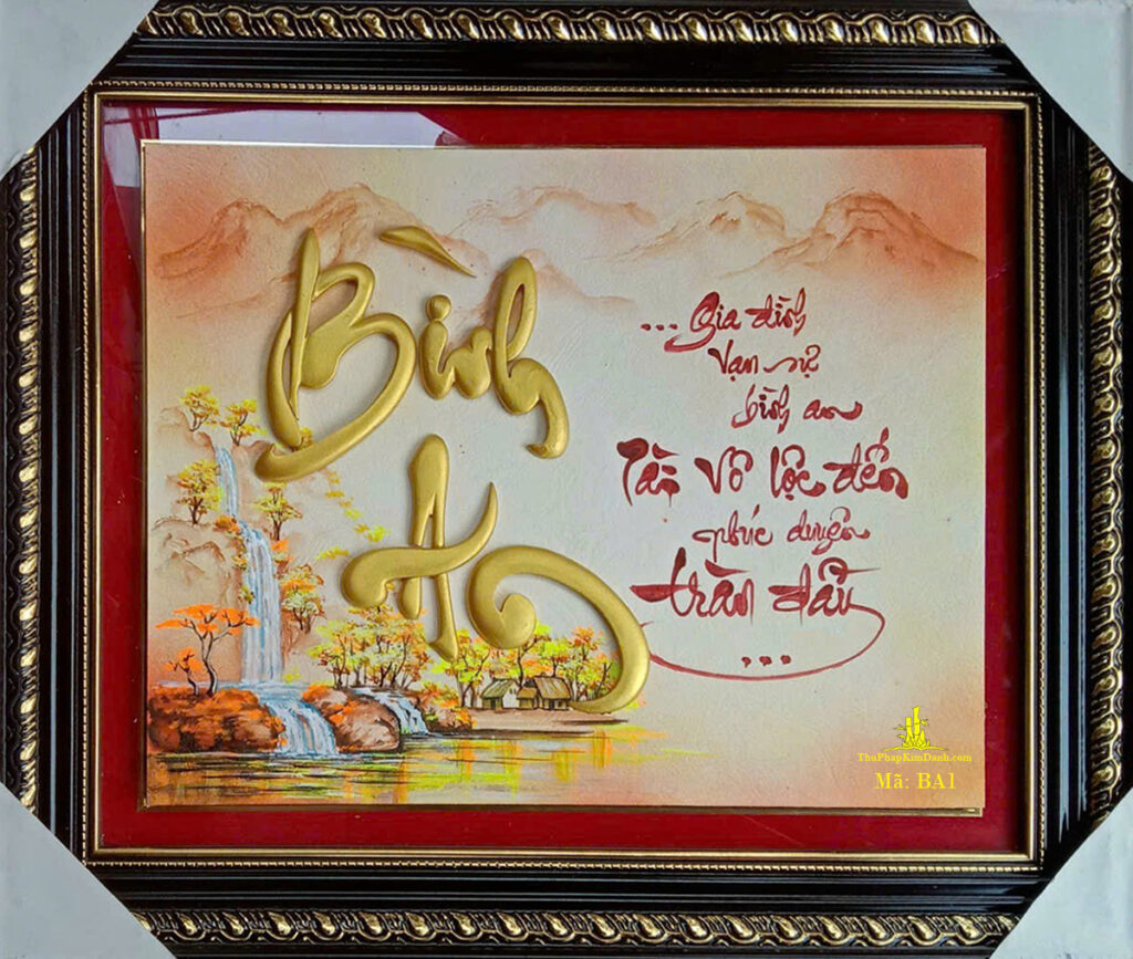 tranh thư pháp chữ bình an