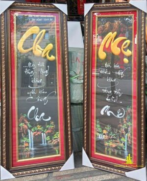 tranh thư pháp chữ cha mẽ