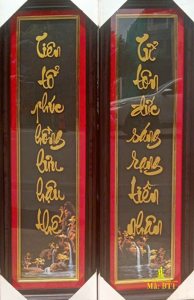 Câu đối bàn thơ thư pháp trên giấy