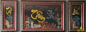 tranh thư pháp chữ tâm đức tài
